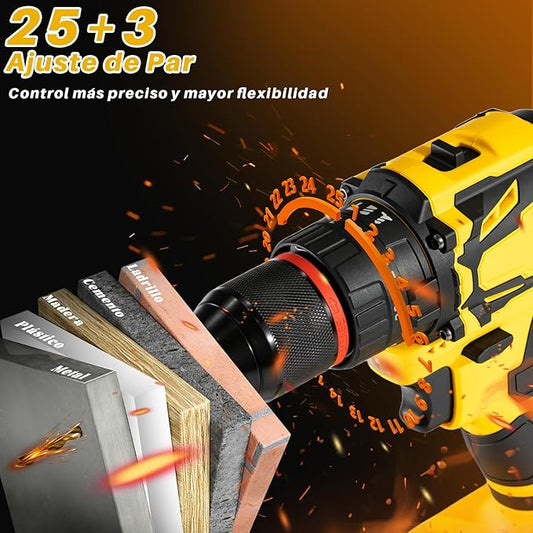 Cordless Drill Machine Kit 29PCS | Rechargeable | Dual Battery